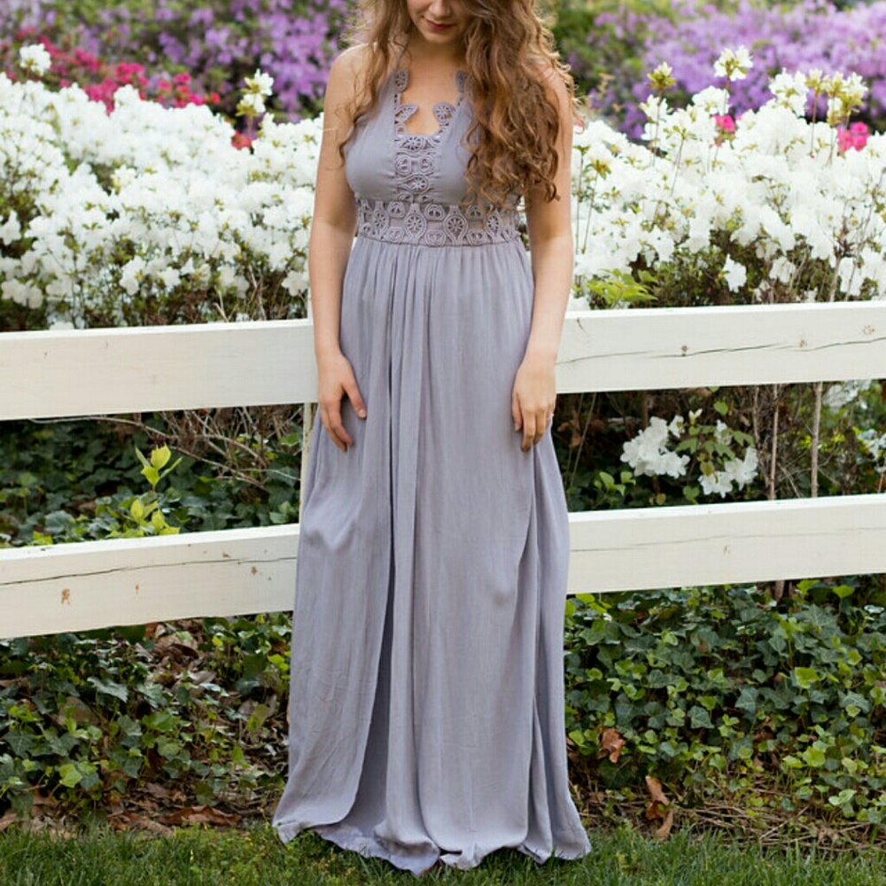 Purple lace maxi dress